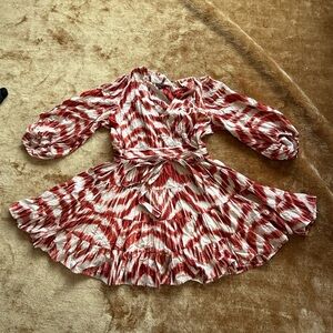 Banana Republic Red and White Tie-Dye Dress